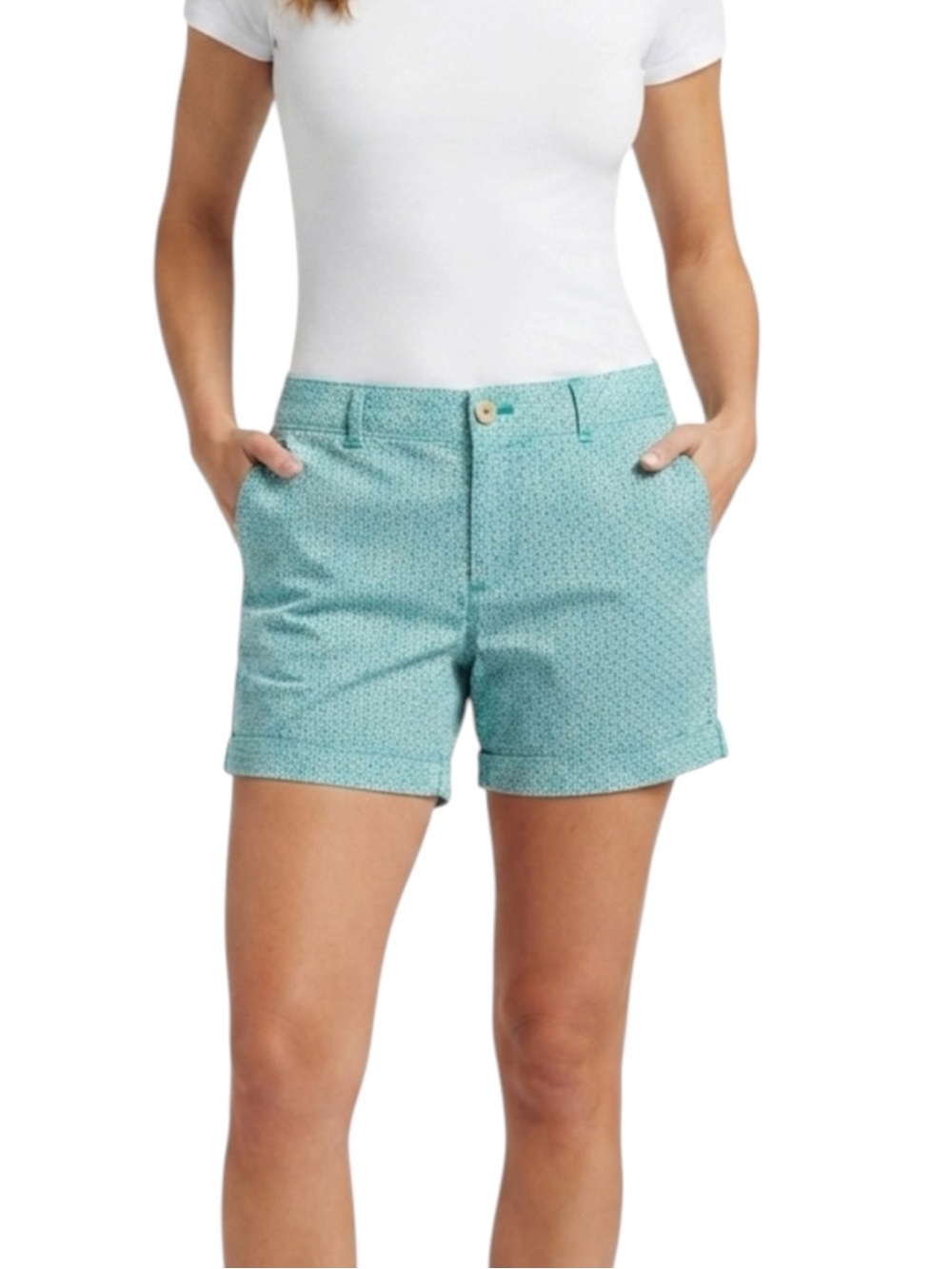 Banana Republic Teal Microprint Cuffed Shorts